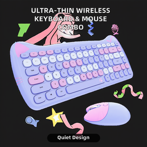 Ultra-Thin <strong>2</strong>.4G <strong>Wireless</strong> <strong>Keyboard</strong> and Mouse Set Quiet Compact Design <strong>for</strong> Gaming Desktop PCs Notebooks Laptops in Stock - Product Image 2