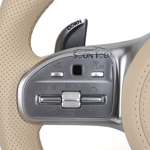 Volant modifié en cuir beige avec ligne blanche perforée SOON TODA pour <span class=keywords><strong>Mercedes</strong></span> Benz a GLA B GLB C <span class=keywords><strong>GLC</strong></span> E GLE CLS ZC-809-P70-F - Product Image 5