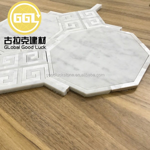 Carrara bằng đá cẩm thạch trắng bằng tia nước đá cẩm thạch khảm vỏ Inlay cho tường trang trí nội thất - Product Image 6
