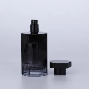 Fabrikant Van 100 Ml Zeshoekige Zwarte Parfumfles Luxe Glazen Fles Voor Parfum 100 Ml Eau De Cologne Lege Flessen