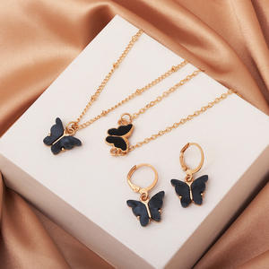 Butterfly Jewelry <b>Set</b> Gold Plated Alloy Necklace Earrings <b>Bracelet</b> Women's Party Cute Fashion Jewelry - Product Image 3