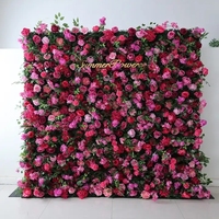 Mur floral enroulable 3D 8*8 pieds Fleur de soie artificielle Décoration de mariage Panneau mural Toile de fond