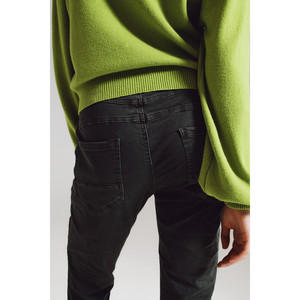 Jeans Skinny con Bottoni Visibili in Verde Militare - Product Image 1