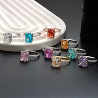 Bague de luxe en argent sterling 925 de haute qualité, personnalisable, avec zircon 8A de forme carrée, pour femme, pour mariage et fiançailles, sertie de diamants