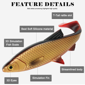 <span class=keywords><strong>Leurre</strong></span> souple Spinpoler 3D scanné, 20cm 84g, type Slender River Roach, queue en T, avec fente pour hochet, pour la pêche <span class=keywords><strong>au</strong></span> brochet - Product Image 4