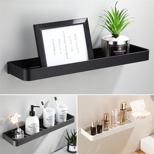 Black <b>Corner</b> Mounted Modern Design Hotel Use Zinc Alloy Bathroom Mirror Rack with Front Frame Space Storage 23-60cm - Product Image 5