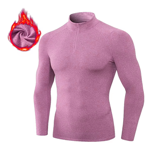 Haut de sport personnalisé à manches longues et col montant, respirant, séchage rapide, léger, pour entraînement, gym, fitness, anti-UV - Product Image 4