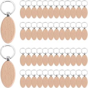 Porte-clés hexagonaux WOQI les plus vendus, en bois de hêtre brut avec anneaux en fer pour gravure laser, pyrogravure, cadeaux en gros - Product Image 1