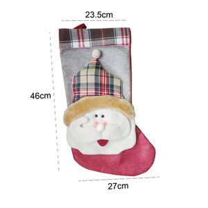 Sacs de Noël personnalisés brodés à carreaux, Père Noël, bonhomme de neige, chaussettes cadeaux fantaisie pour décorations de fêtes - Product Image 4