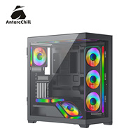 Boîtier panoramique AntarcChill Black Full Tower à double compartiment E-ATX ATX MATX ITX 360mm AIO USB 3.0 OEM Factory
