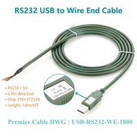 Cable Convertidor USB a RS232 con Blindaje Trenzado, Cubierta de PVC, Chipset FTDI FT232R de 5V, Cable Serial USB con Conductor de Cobre Puro