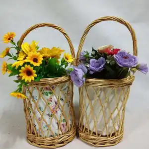 Новый дизайн плетеная корзина ручной работы из ивы, декоративные корзины для дома, плетеная корзина для цветов ручной работы