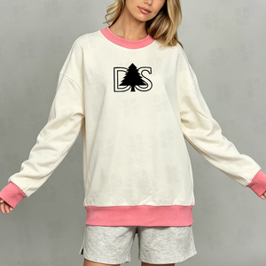 Sudadera de cuello redondo con ribete a contraste de moda al por mayor, 100% algodón French Terry, con logotipo bordado personalizado, estilo oversize para mujer, ¡Gran oferta! - Product Image 5