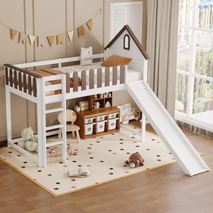 Cama Infantil Tipo Casa de Árbol con Escaleras y Tobogán, Diseño Europeo Personalizado de Pino, Diseños Clásicos y Modernos, Cama Litera con Tobogán - Product Image 5