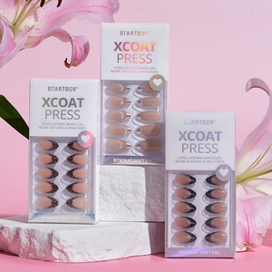 ชุดทำเล็บปลอม BTArtbox XCOAT Designer Press on Nails Kit ขายส่ง ทรงอัลมอนด์สั้น ทำมือ 3 มิติ ปลายเล็บแบบฝรั่งเศส เจลนิ่ม เล็บปลอมแบบกดติด - Product Image 1
