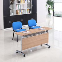 Tables de formation et de conférence pliantes en bambou, longues et en forme de barre, pour deux personnes, à combiner librement, pour les salles de formation des écoles et des bureaux