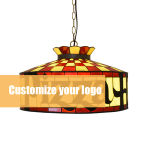 Lampada a Sospensione Stile Tiffany per Ristorante Pizza Duty Free, Illuminazione Retrò con Design in Vetro Colorato, Lampada a Sospensione Pizza Hut - Product Image 6