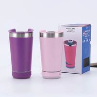 Gobelets haut-parleur de bière isolés sous vide en acier inoxydable de 16oz avec ouvre-bouteille Tasse à boire intelligente sans fil Haut-parleur Tasse à café musicale