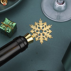 Christmas Snowflake <b>Wine</b> Stopper Zinc Alloy Gold Holiday Party Gift Bottle Sealing Plug - Product Image 2