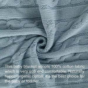 Manta <span class=keywords><strong>de</strong></span> punto <span class=keywords><strong>para</strong></span> bebés NB, 100% algodón orgánico, manta unisex acanalada <span class=keywords><strong>de</strong></span> lujo, suave, <span class=keywords><strong>para</strong></span> cuna, cubierta <span class=keywords><strong>de</strong></span> punto trenzado. - Product Image 3