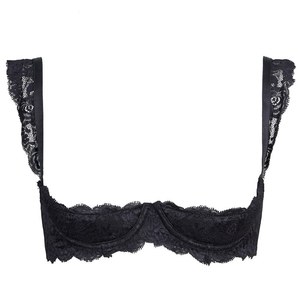 Reggiseno Sexy da Donna con Coppe Aperte e Capezzoli a Vista, Spalline Regolabili, <span class=keywords><strong>Pizzo</strong></span> Trasparente, Ferretto e Push-up, <span class=keywords><strong>Lingerie</strong></span>, <span class=keywords><strong>Top</strong></span>, Abbigliamento da Notte - Product Image 3