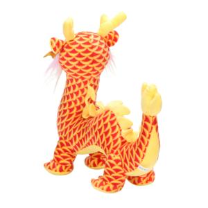 Peluche personalizzato con logo a forma di drago cinese, morbido, rosso e oro, creatura mitologica orientale, giocattolo imbottito per souvenir promozionali. - Product Image 2