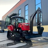 Loader Backhoe Dua Arah dengan Bucket Depan, Penggerak Empat Roda, Multiguna, Excavator yang Dipasang di Truk untuk Mesin dengan Garansi 4 Tahun