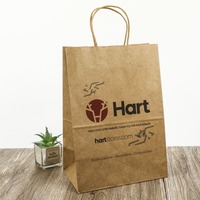 Sac en papier kraft brun écologique recyclé noir et blanc pour emporter des aliments, avec votre propre logo, pour les cadeaux et le shopping