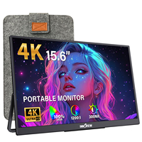 Monitor Portátil 4K UHD de 15.6 Pulgadas, Pantalla Externa para Computadora, PC, MacBook, 100% sRGB, HDR, IPS, USB C, HDMI, Ligero