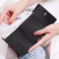 Dompet Kartu Kulit Asli Custom Print untuk Pria Wanita, Dompet Kartu Model Western untuk Menyimpan Uang dan Kartu