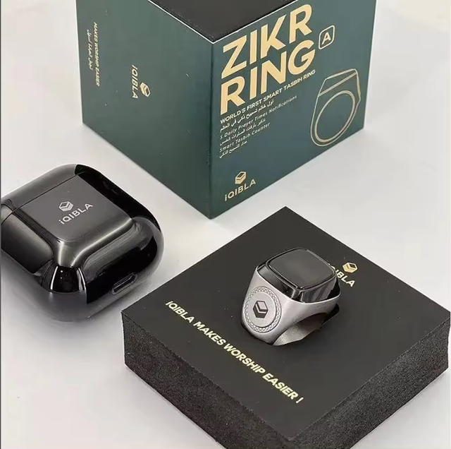 AilesTecca Muslim Iqibla Prayer Smart Digital Remind Muslim Zikr Ring Counter Smart Digital Tasbih Tally M02 With Charging Case