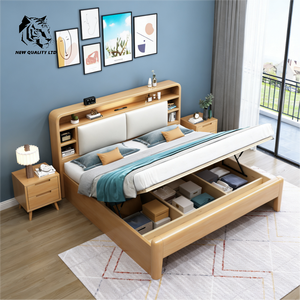 Venta al por mayor de fábrica, precio bajo, personalizado, gran stock listo para enviar, cama tamaño twin, diseño moderno, muebles de dormitorio, cama king size de madera - Product Image 3