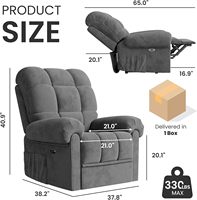 Fauteuil inclinable électrique Welzona, design ultra confortable en tissu de velours côtelé, port USB, petit espace, montage sans outil avec 2 poches latérales