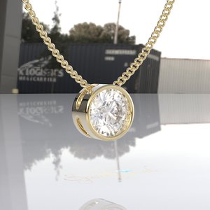 จี้เพชรโมอิสซาไนต์ทรงกลม รับรองโดย IGI ทองคำแท้ 14K ชุบโรเดียม พร้อมสร้อยคอแบบเชือกสุดหรูสำหรับผู้หญิง - Product Image 6