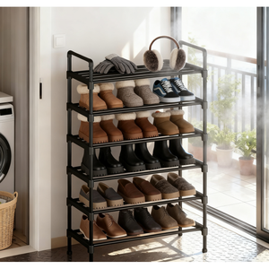 Étagère à chaussures en métal américaine en stock, simple, pour la maison, anti-poussière, rangement de chaussures, étagère à chaussures de porte - Product Image 4