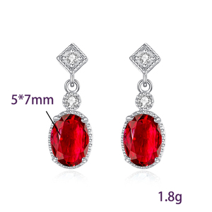 9 High End 5*7mm Oval Cut Natural <b>Stone</b> Drop Earrings 925 Sterling Silver White Gold Plated Beautiful Jewelry Party Wear - Product Image 6