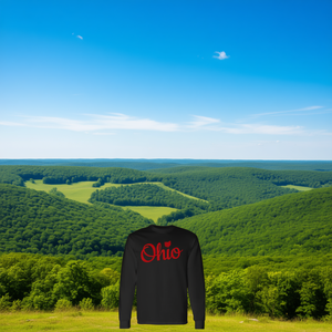 Camiseta de manga larga personalizada con mapa de Ohio y diseño desgastado 'Love Home Pride' - Product Image 1