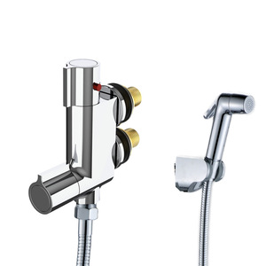 Juego de Pistola de Limpieza para Inodoro de Temperatura Constante, Totalmente en Cobre, Estilo Moderno y Simple, Montado en la Pared, con Agua Caliente y Fría Ajustable, Limpiador de Bidé - Product Image 1
