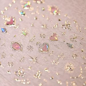 ملصقات أظافر بتصميم قلب وردي ونجمة ذهبية وقوس أورورا ثلاثية الأبعاد بتصميم خاص لعيد الحب - Product Image 3