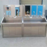 Évier à main de salle blanche 304 personnalisé évier de gommage de chirurgie en acier inoxydable avec robinet à capteur automatique évier de gommage d'hôpital