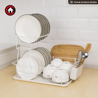 Support de séchage de vaisselle détachable à 2 niveaux avec égouttoir support d'ustensiles support de planche à découper support de rangement d'accessoires de cuisine