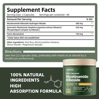 OEM Liposomal Nicotinamide Riboside Capsules Resvératrol Quercétine Supplément pour Adultes Adolescents Stimule NAD Femmes Enceintes