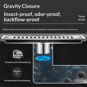 OEM Thickened Stainless Steel Rectangular Brushed Surface Modern Minimalist Design Odor-Proof Floor Drain for Bathroom Toilet - Product Image 3