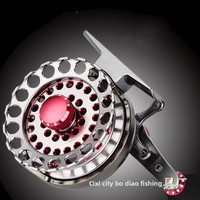 Vente directe usine – Moulinet de pêche à la mouche à levier gauche entièrement mécanisé en métal avec force de déclenchement réglable pour la pêche en radeau – Moulinet central