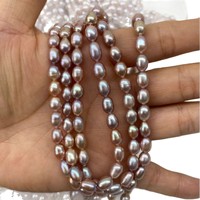 Perles d'eau douce naturelles violettes 6-7mm en forme de riz, en vrac, pour la fabrication de bijoux DIY