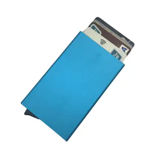 Thin Aluminum Minimalist Rfid Card Case Casual Slim Metal Pop Up Credit Card Wallet For Men