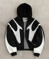 Hoodie d'hiver surdimensionné de qualité supérieure avec motif à pois en strass, 300 g/m², 100 % coton, doublure en satin personnalisée, épaules tombantes, haute qualité