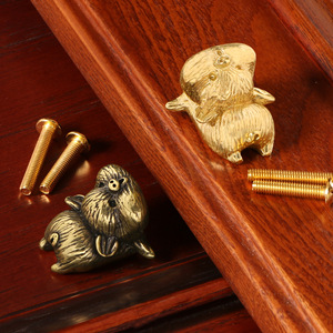 Poignées de meuble en laiton massif en forme de cochon pour chambre d'enfant, armoire, penderie, silhouette animale, crochet mural à trou unique, quincaillerie - Product Image 2
