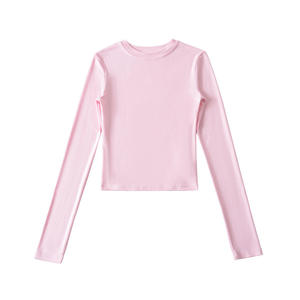 Camisetas de Rayón para <span class=keywords><strong>Mujer</strong></span>, Corte Ajustado, Estampadas, Manga Larga, Venta al Por Mayor, Camisetas Básicas Casuales - Product Image 1