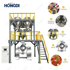 Four bins weighing for cocoa powder white sugar weighing and metering double cone mixing machine
